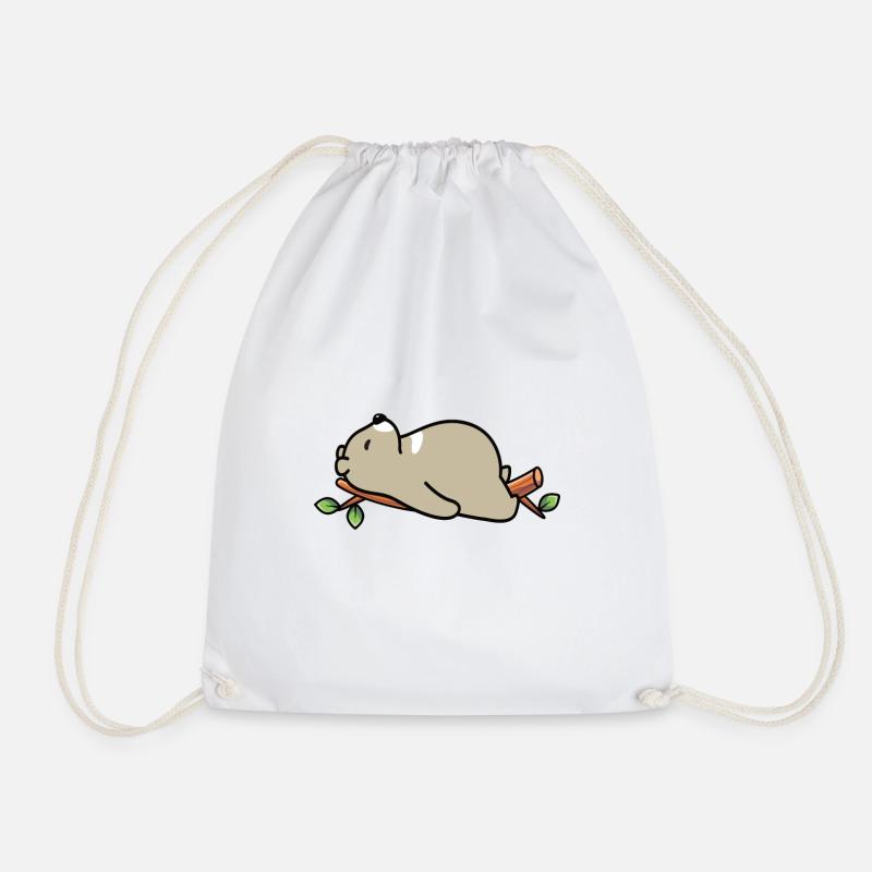 sleeping bear - Drawstring Bag - white