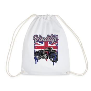 classic moto retro - Drawstring Bag - white - Front