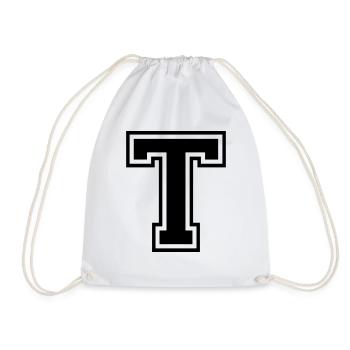 Letter T Football Team | baseball| university basketball - Drawstring Bag - white - Front