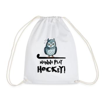 feldhockey hockey fieldhockey wanna play hockey - Drawstring Bag - white - Front