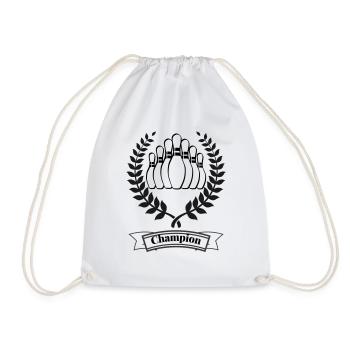 Bowling Bowling Champion en noir - Sac de sport léger - blanc - Devant