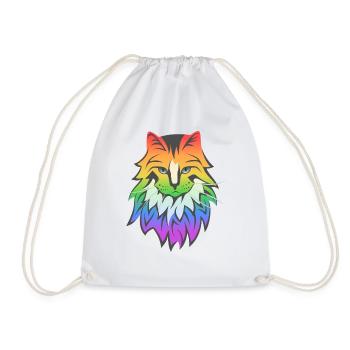 Katze LGBT queer regenbogen schwul - Turnbeutel - Weiß - Vorne