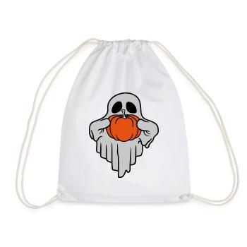 Pumpkin Ghost Halloween Comic - Drawstring Bag - white - Front