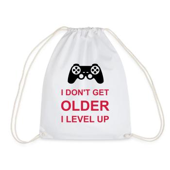 get older level up - Drawstring Bag - white - Front