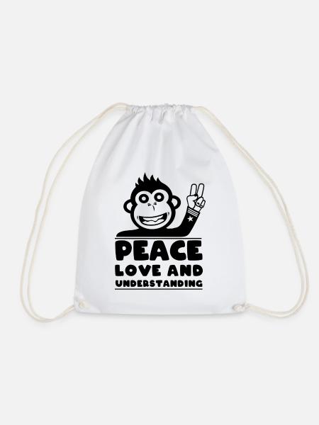 Peace love and understanding - Drawstring Bag - white