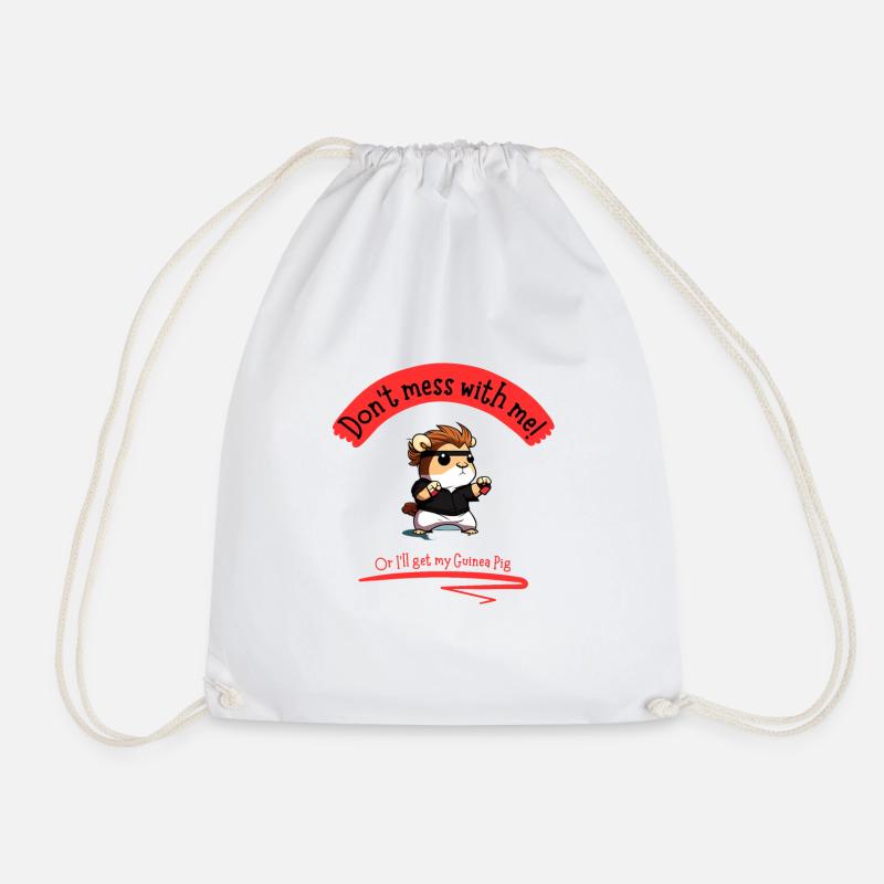 Guinea Pig Design, Don't Mess with me! - Drawstring Bag - white