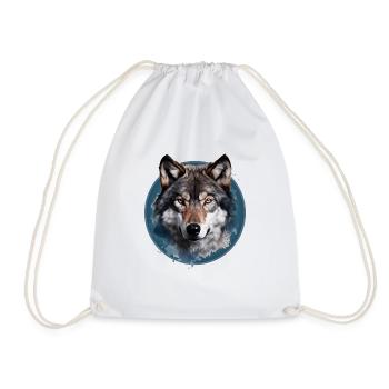 Wolf head - Drawstring Bag - white - Front