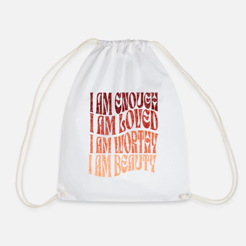 self-love affirmation for women - Drawstring Bag - white