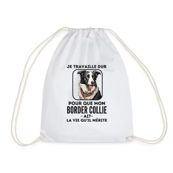 Chien de race border collie 5 - Sac de sport léger - blanc - Devant