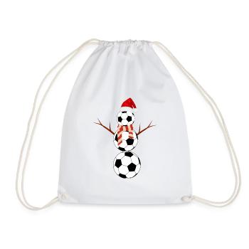 Funny Christmas Football Snowman - Drawstring Bag - white - Front