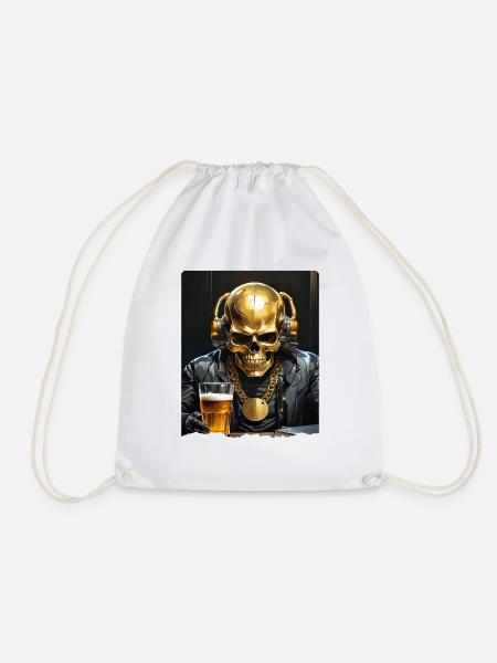 Bier Skull 0.7 - Turnbeutel - Weiß
