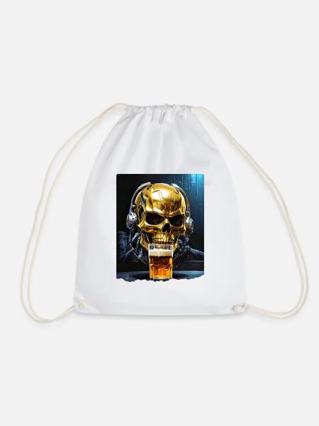 Bier Skull 0.1 - Turnbeutel - Weiß