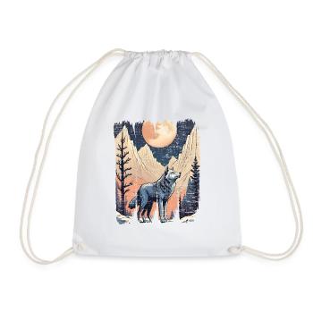 Wolf Mountains Full Moon Forest - Drawstring Bag - white - Front