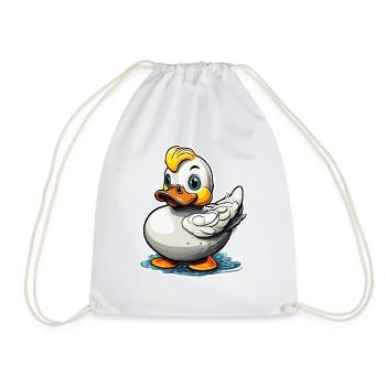 Gummiente / Badeente / Wasser / Badewanne - Turnbeutel - Weiß - Vorne
