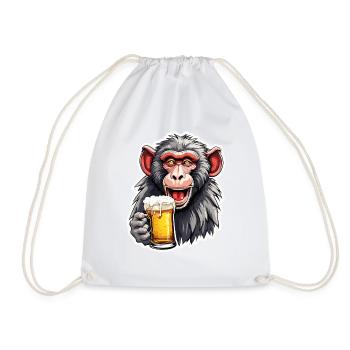 Monkey / Animal / Zoo / Babian / Wild / Comic - Drawstring Bag - white - Front