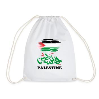 SOLIDARITY WITH PALESTINE - Drawstring Bag - white - Front