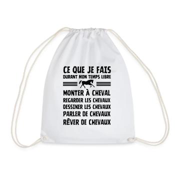 Horses, what I do in my free time - Drawstring Bag - white - Front