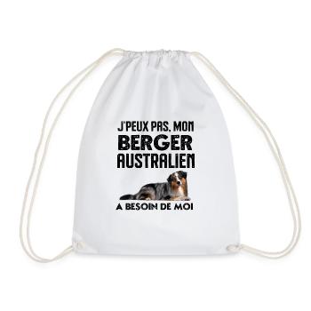 Chien de race aussie berger australien - Sac de sport léger - blanc - Devant