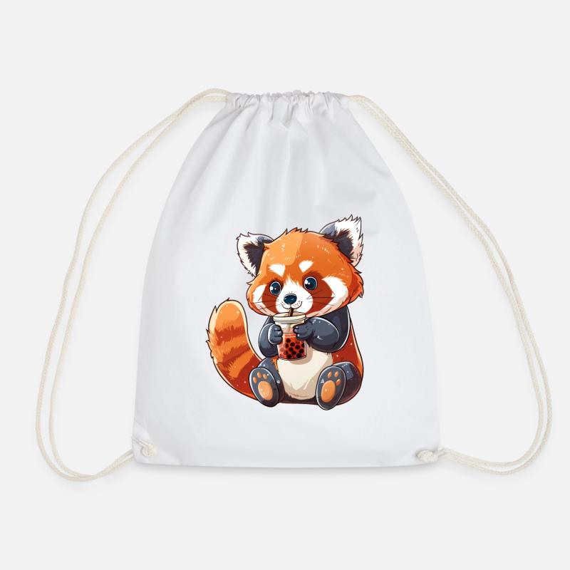 Roter Panda Kleiner Panda Bubble Tea Boba Tea - Turnbeutel - Weiß