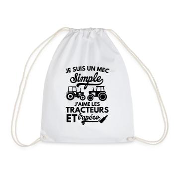 mec simple j aime les tracteurs et l apéro 2 - Sac de sport léger - blanc - Devant