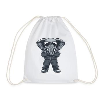 Elephant Comic Sunglasses - Drawstring Bag - white - Front