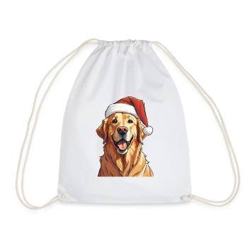 Golden retriever porte un chapeau de père Noël - Sac de sport léger - blanc - Devant