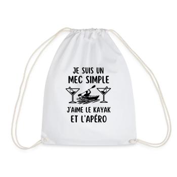 Mec simple j aime le kayak et l apéro - Sac de sport léger - blanc - Devant