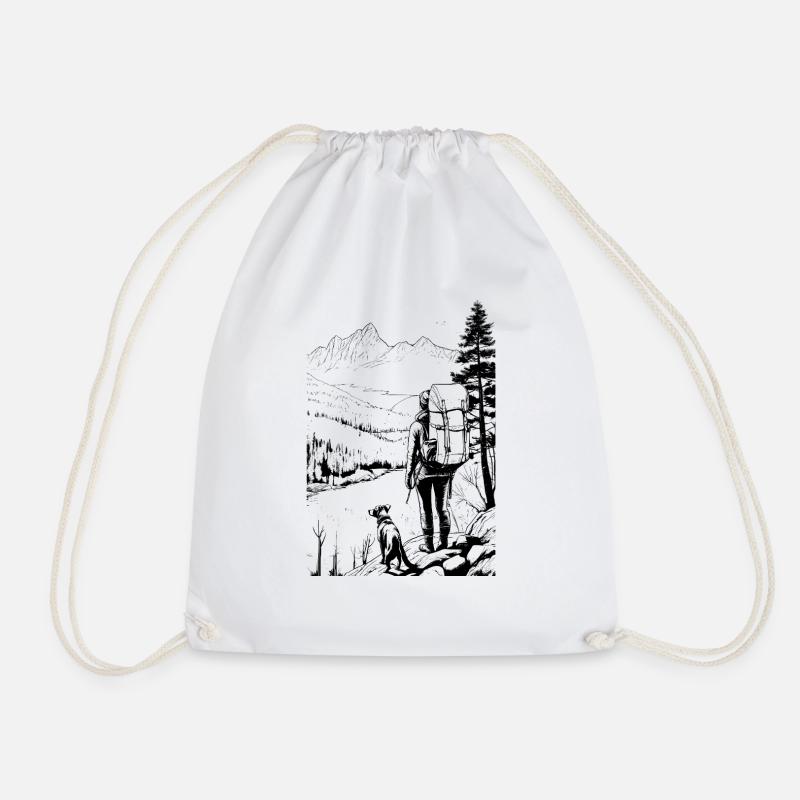 Dog Hiking - Drawstring Bag - white