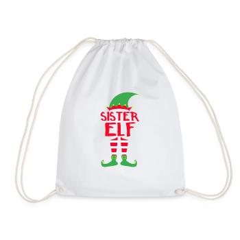 Sister Elf - Christmas Family Gift Xmas - Drawstring Bag - white - Front