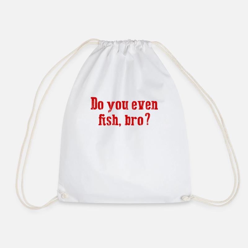 Funny Fishing - Drawstring Bag - white