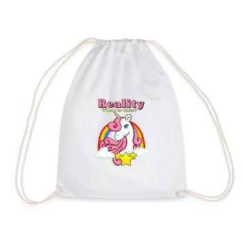 Einhorn Regenbogen Wolken Sterne Geschenk - Turnbeutel - Weiß - Vorne