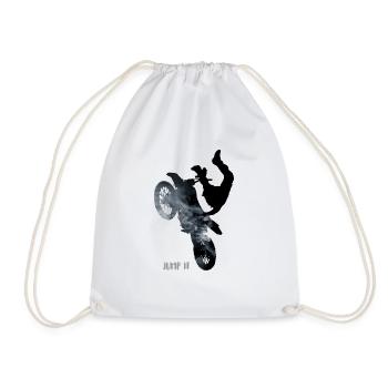 bike Jump Motorcycle Stunt Motocross Sport Biker lol - Drawstring Bag - white - Front
