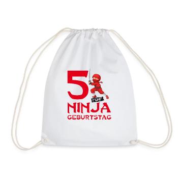 Ninja 5. fünfter Kinder Geburtstag Karate T-Shirt - Turnbeutel - Weiß - Vorne
