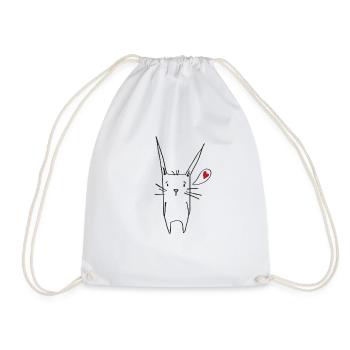 Ostern Shirt Heart Lustig Hase Kaninchen Shirt - Turnbeutel - Weiß - Vorne