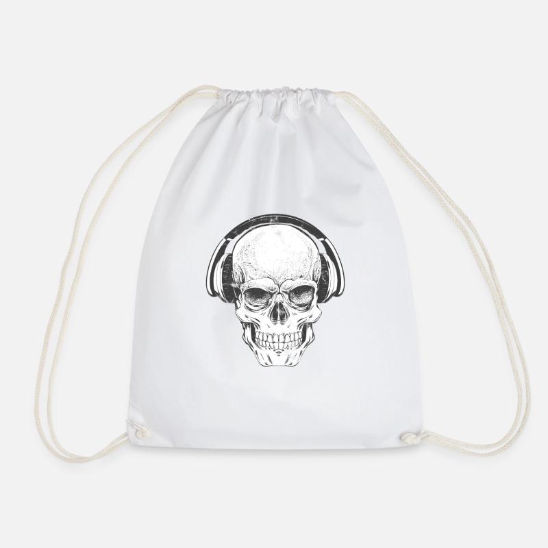 DJ Totenkopf mit Kopfhörer - Turnbeutel - Weiß