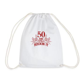 50. und Still Rockin Grafikdesign - Turnbeutel - Weiß - Vorne
