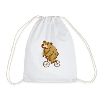 Bear - Biking - Sports - Gift - Drawstring Bag - white - Front