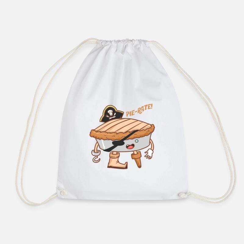 Pie-rate! Pirate cake - biscuit - Drawstring Bag - white