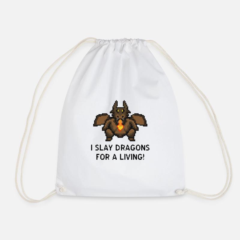 Drachen töten Pixel Gaming - Turnbeutel - Weiß