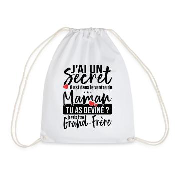 J'ai Un Secret - Devenir Grand-Frère Cadeau Humour - Sac de sport léger - blanc - Devant