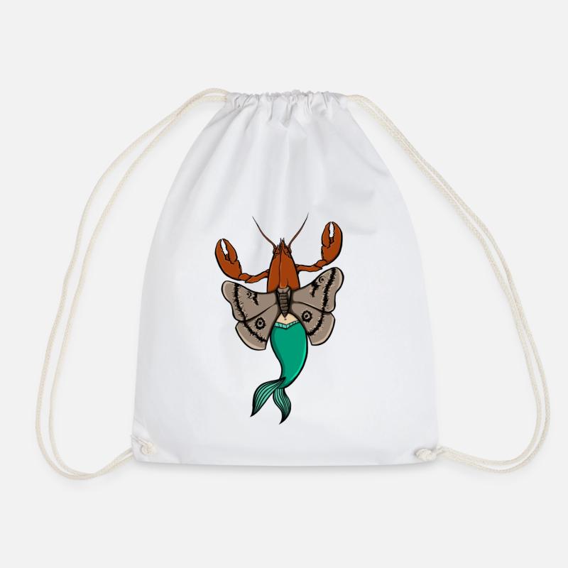 Lobster moth-mermaid - Drawstring Bag - white