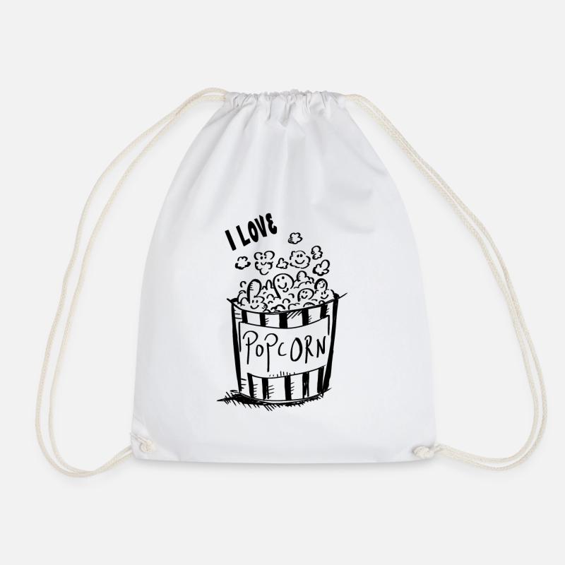 Ich liebe Popcorn - I love Popcorn - Turnbeutel - Weiß