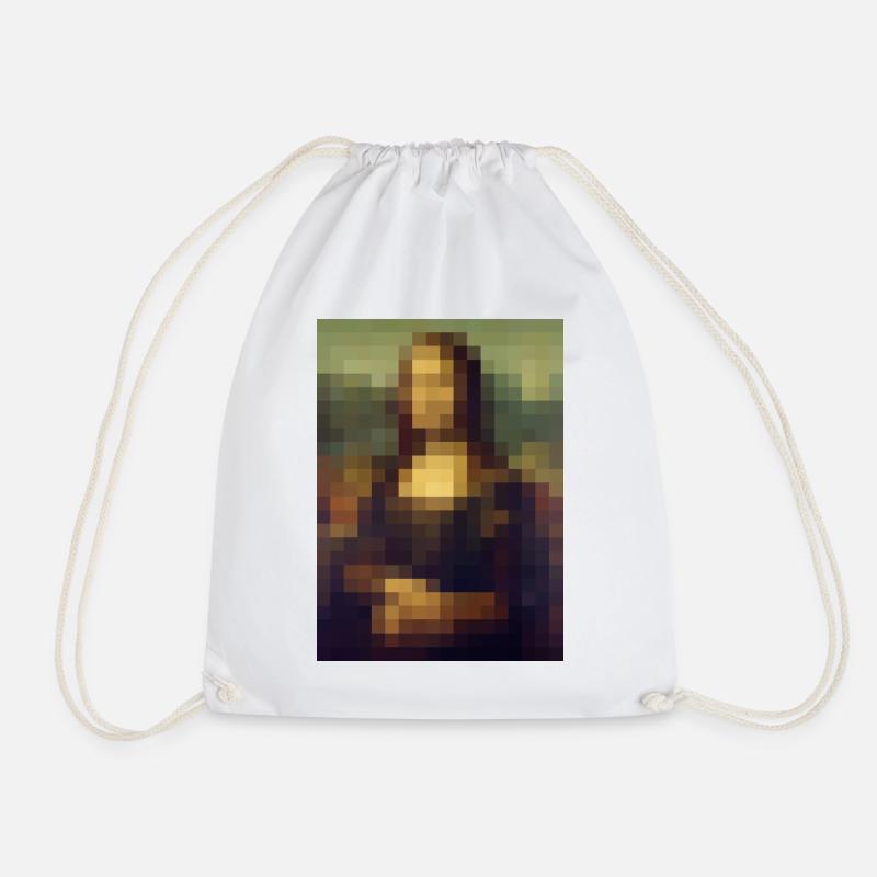 Mona Lisa 8-Bit Pixel Gemälde Leonardo da Vinci - Turnbeutel - Weiß