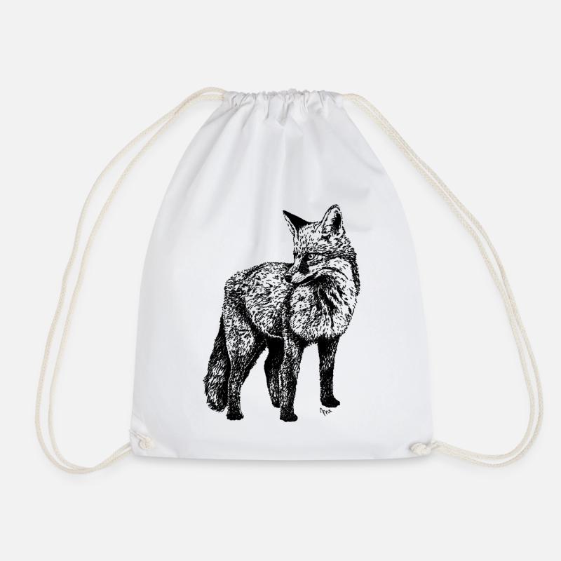 fox - Drawstring Bag - white