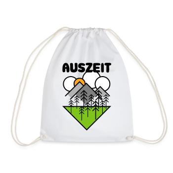 time-out nature camp camper camping landscape icon - Drawstring Bag - white - Front