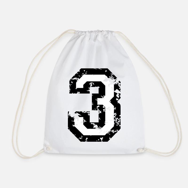 The Number Three - No. 3 (two-color) white - Drawstring Bag - white