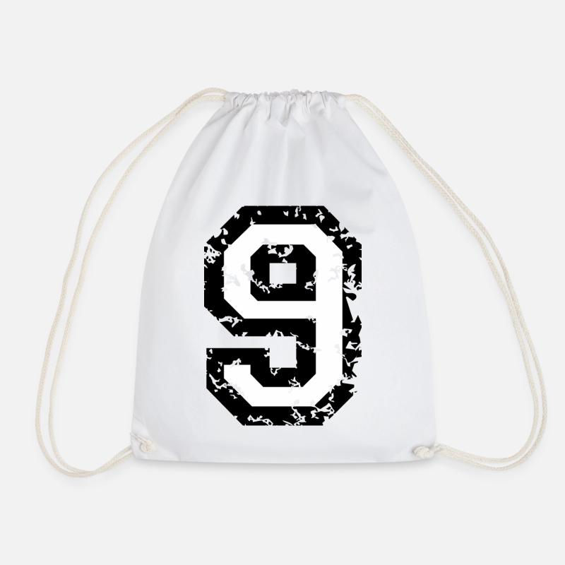 The Number Nine - No. 9 (two-color) white - Drawstring Bag - white