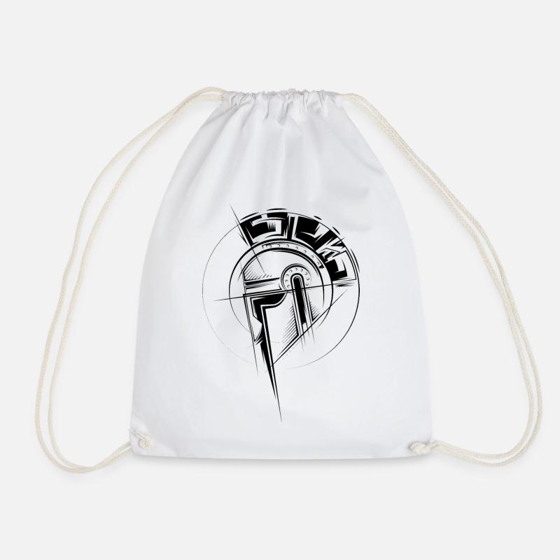 Gladiator Illustration Fighter Helm Römer Grafik - Turnbeutel - Weiß