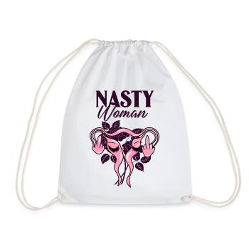 Feminist Rosa fuck off uterus - Drawstring Bag - white - Front