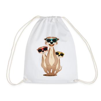 cool meerkat group with sunglasses - Drawstring Bag - white - Front